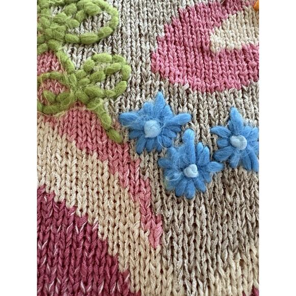 J H Collections Embroidered Sweater Floral Pink Women’s Small Long Sleeve - Picture 3 of 13